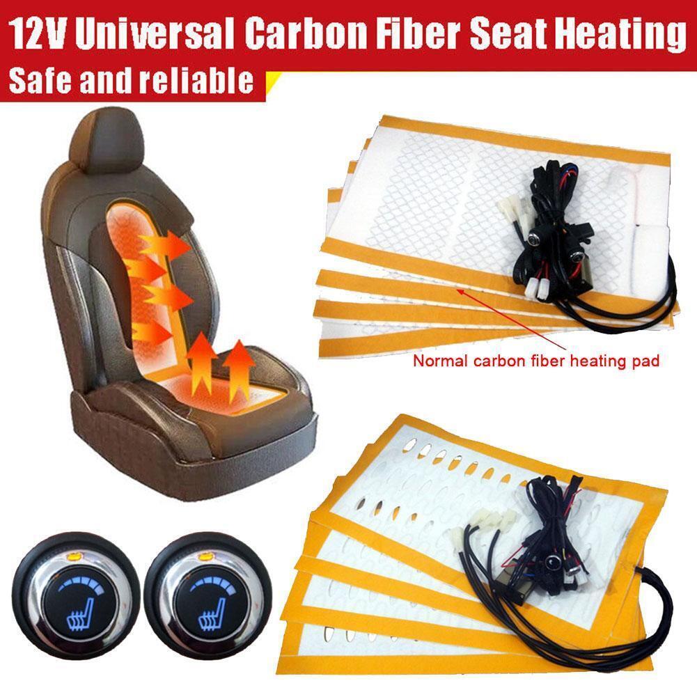 Seats Carbon Fiber Heated Seat Heater Pad Kit Car Cushion Switch 12V W