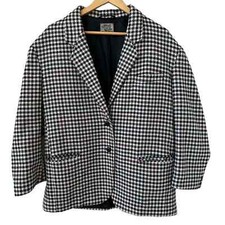 Retro Tour Made In Italy Vintage Lambswool Blend Plaid Two Button Blazer Size M