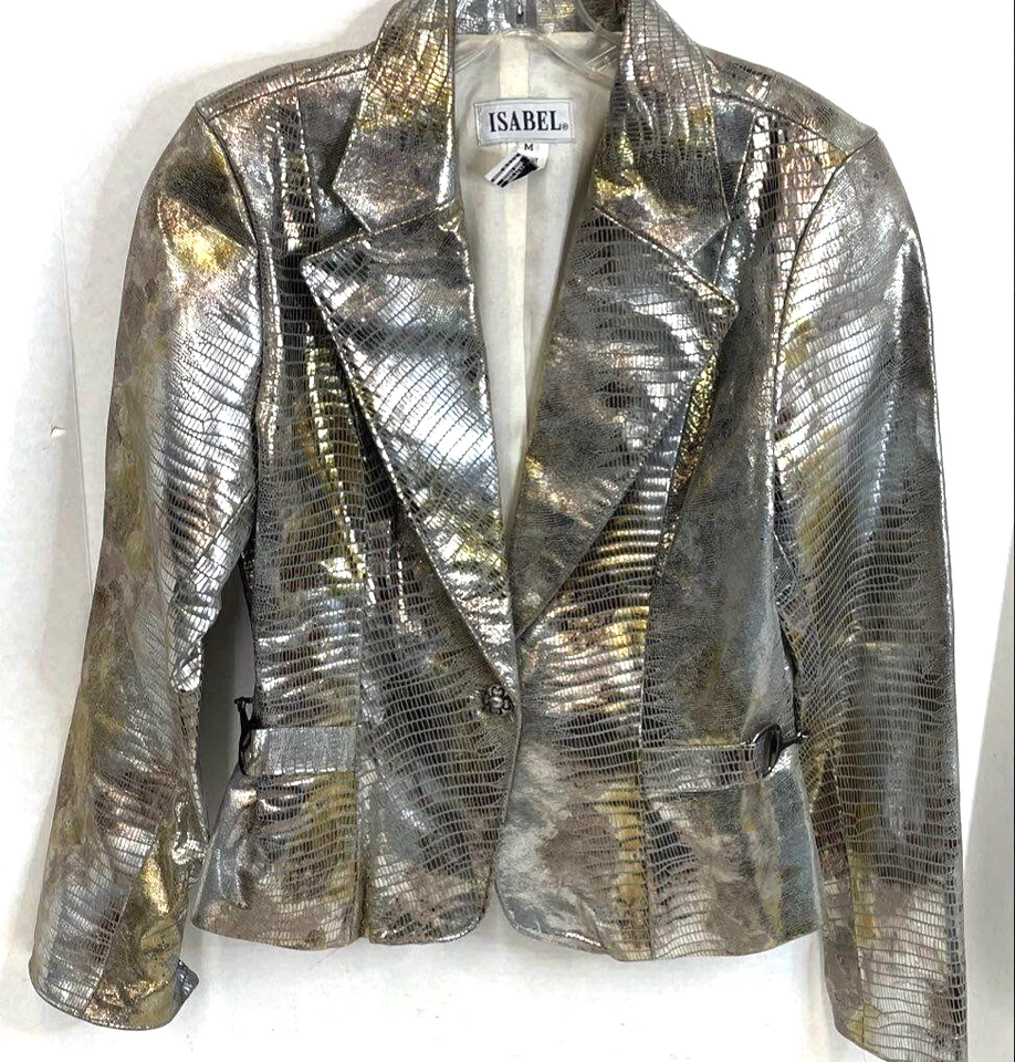 Chaqueta ajustada de cuero metálico dorado ISABEL MARANT talla M