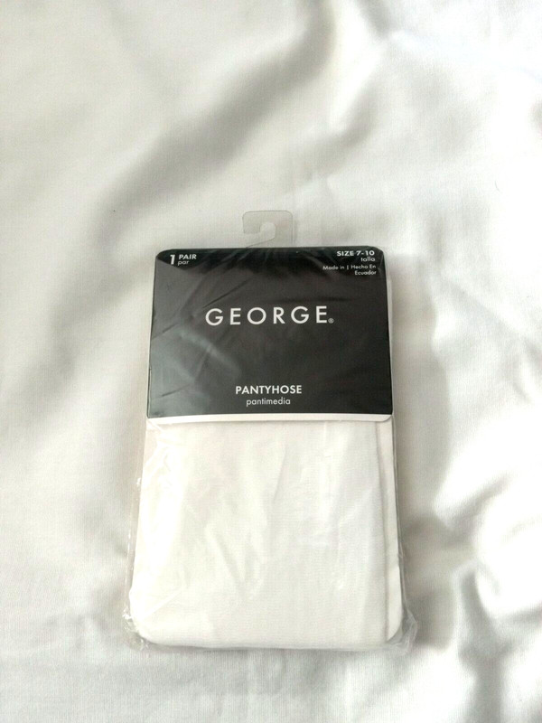George Girls Tights Size 7-10 White