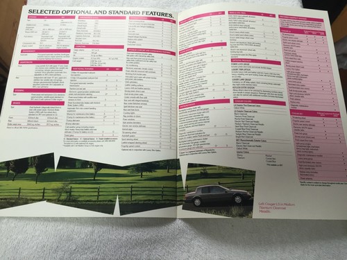1991 MERCURY COUGAR "LS" "XR7" BROCHURE "NOS" - Picture 4 of 4