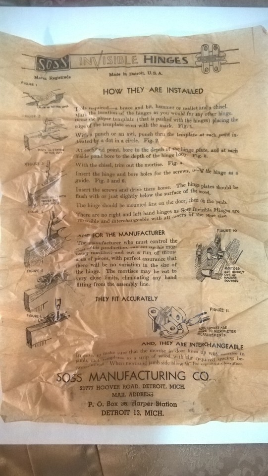 Soss Pair Hinges 212 Invisible Hidden Concealed Door Hardware Home