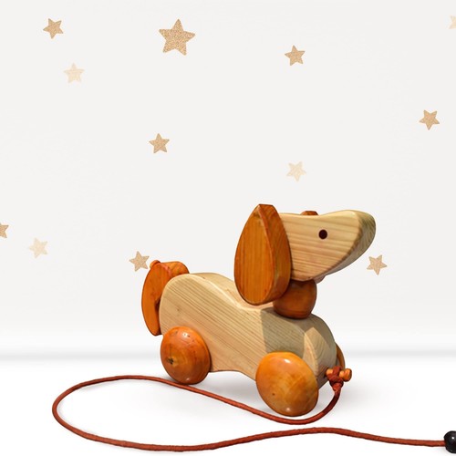 Whimsical Wooden Playful Puppy Pull Toy - Solid Wood Baby Pull Toy with Wagging - 第 8/8 張圖片