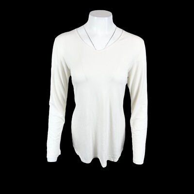 Susan Graver Weekend Reg. Essentials Cool Touch A-Line Tunic Cream Medium Size