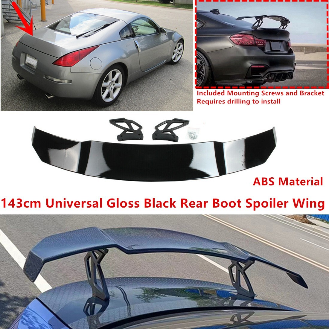VTZ250 羽テール　G-style For 2003-09 Nissan 350Z Coupe Gloss GT-Style Trunk Spoiler Wing 56