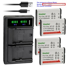 Kastar Battery LTD2 USB Charger for Casio NP-90 Casio Exilim EX-FH100 EX-FH100BK