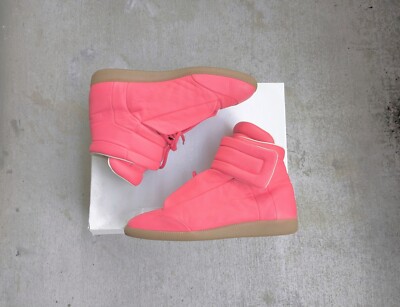 Maison Margiela Future Pink Men 10 43 Leather High Top Sneakers Italy Designer