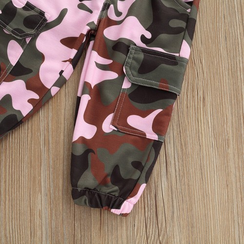 Toddler Kids Baby Girl Letter Print Top Pants Camo Outfits Set Clothes Tracksuit - Picture 7 of 9