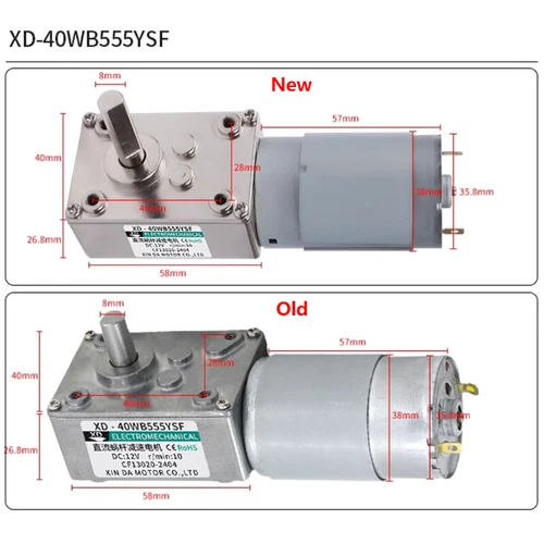 DC 12V 24V Right Angle Deceleration Reduction Motor 20W Worm Gear Motor 5-300RPM - Picture 3 of 12