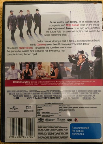 The Adjustment Bureau (DVD, 2011) NEAR MINT CONDITION REGION 4 - Picture 4 of 4