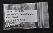 40 - 1/8"X1/8" SEMI-TUBULAR STEEL RIVETS FOR TONKA RESTORATIONS- VERY GOOD VALUE