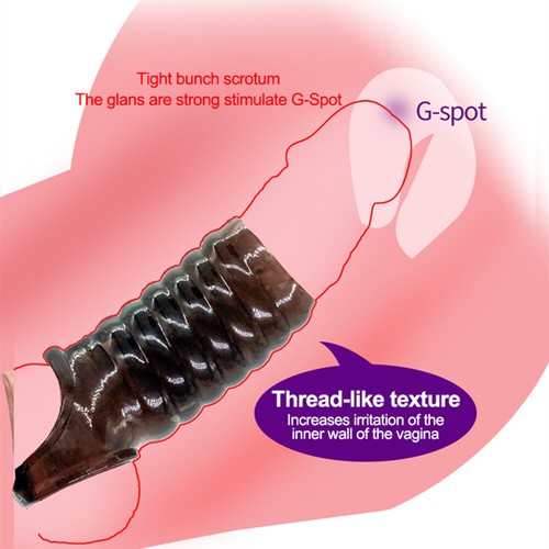 2PCS Cock Ring Glans Penis Girth Enlarger Delayed Ejaculation Sleeve Extender US - Picture 3 of 11