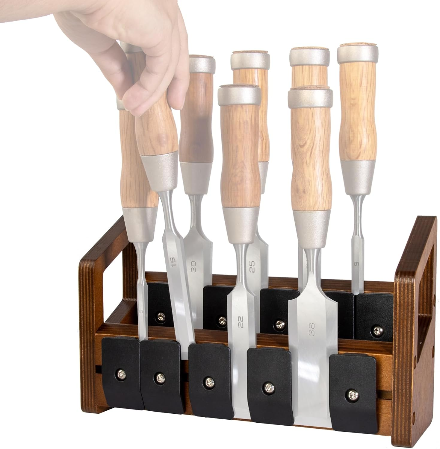 Modular Chisel Storage Rack for Efficient Woodworking Workshop Tool Organization