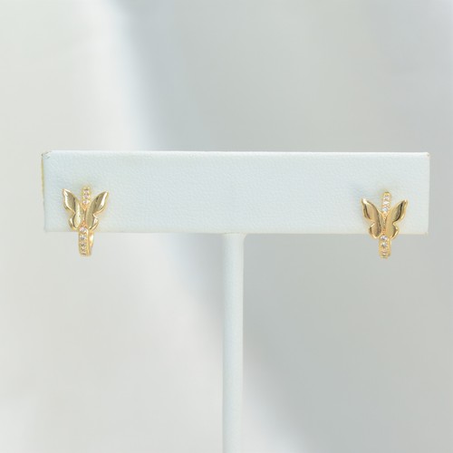 Gold Filled Butterfly Huggie Earrings, Dainty Hoops, CZ Earrings, For her, Women - Picture 7 of 8