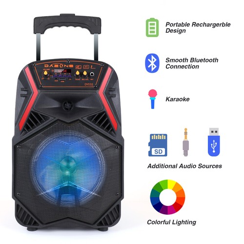 8'' 1000W Portable FM Bluetooth Speaker Subwoofer Heavy Bass Sound System Party - Picture 4 of 78