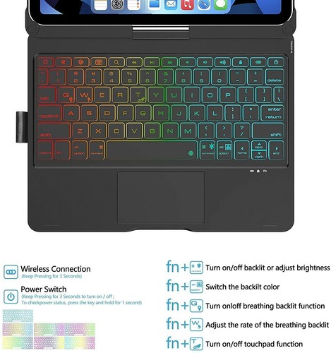 For iPad 10th/9th/8th/7th Gen 10.2" Air 4 5 Pro 11" 12.9" Touchpad Keyboard Case - Picture 4 of 74