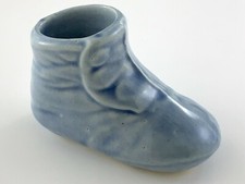 Vintage Ceramic Blue Baby Shoe Planter Pot Vase Figure U713