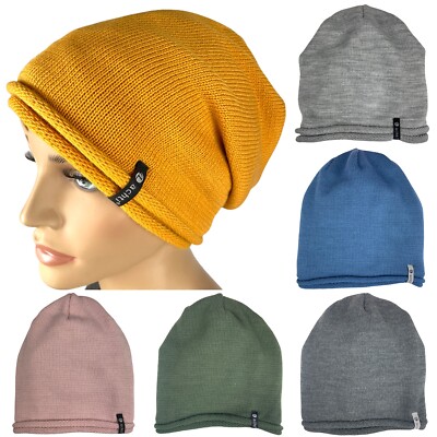 Beanie Damen Mützen ACHTI Longbeanie leicht gefüttert modern unisex AZ-1378PC