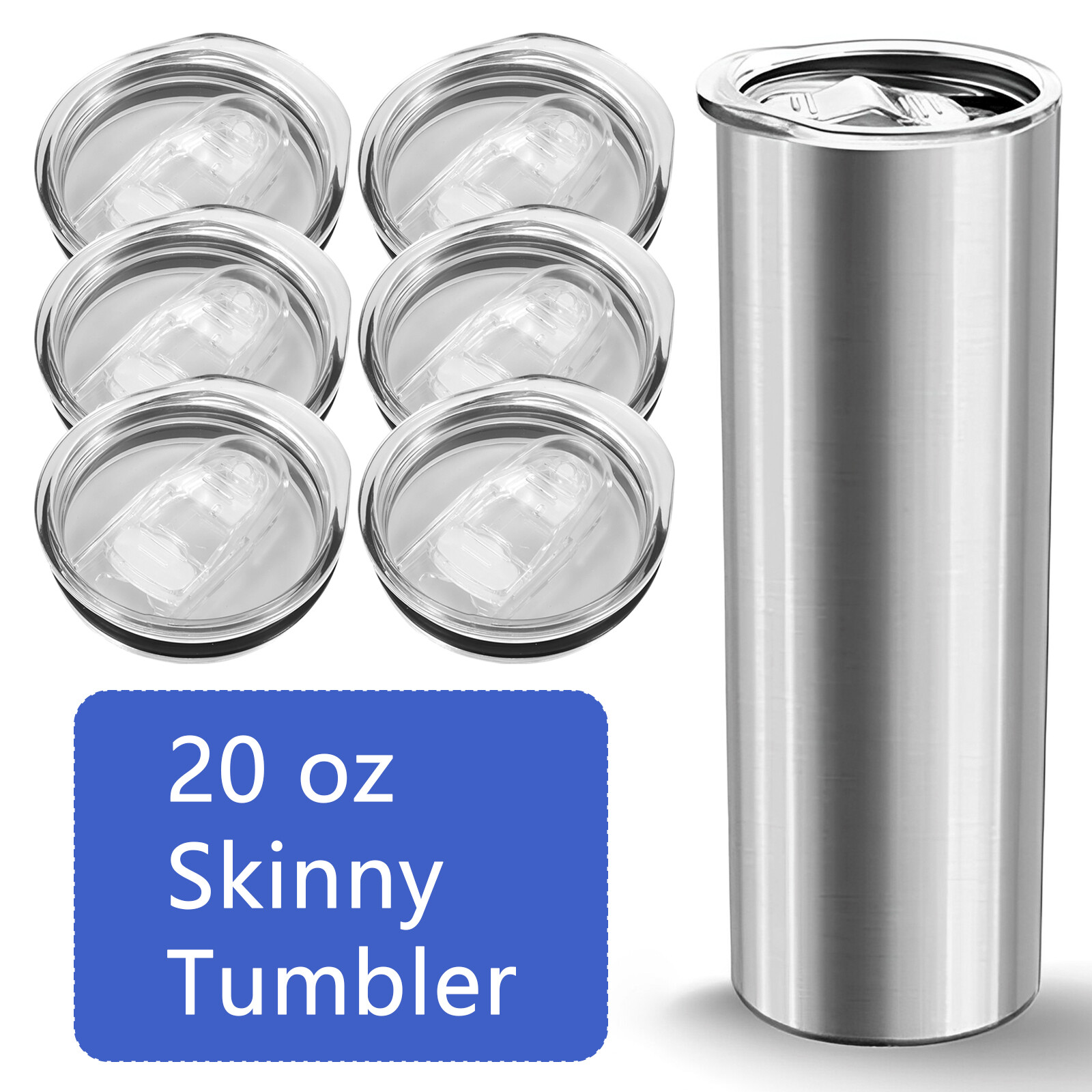 6x 20Oz Splash Resistant Skinny Replacement Lids Skinny Tumbler Lid Cup Covers∀
