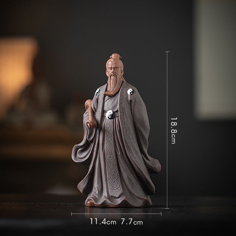 Chinese Taoist Priest Zhang Sanfeng Statue Zi Sha Clay Figure T'ai
