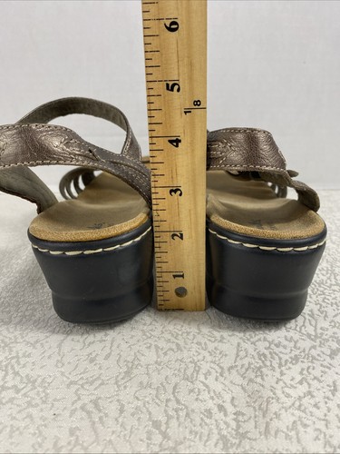 Clarks Bendables Damen-Sandalen 10 breit bronzefarben Leder Fersenriemen niedriger Keilabsatz - Bild 16 von 20