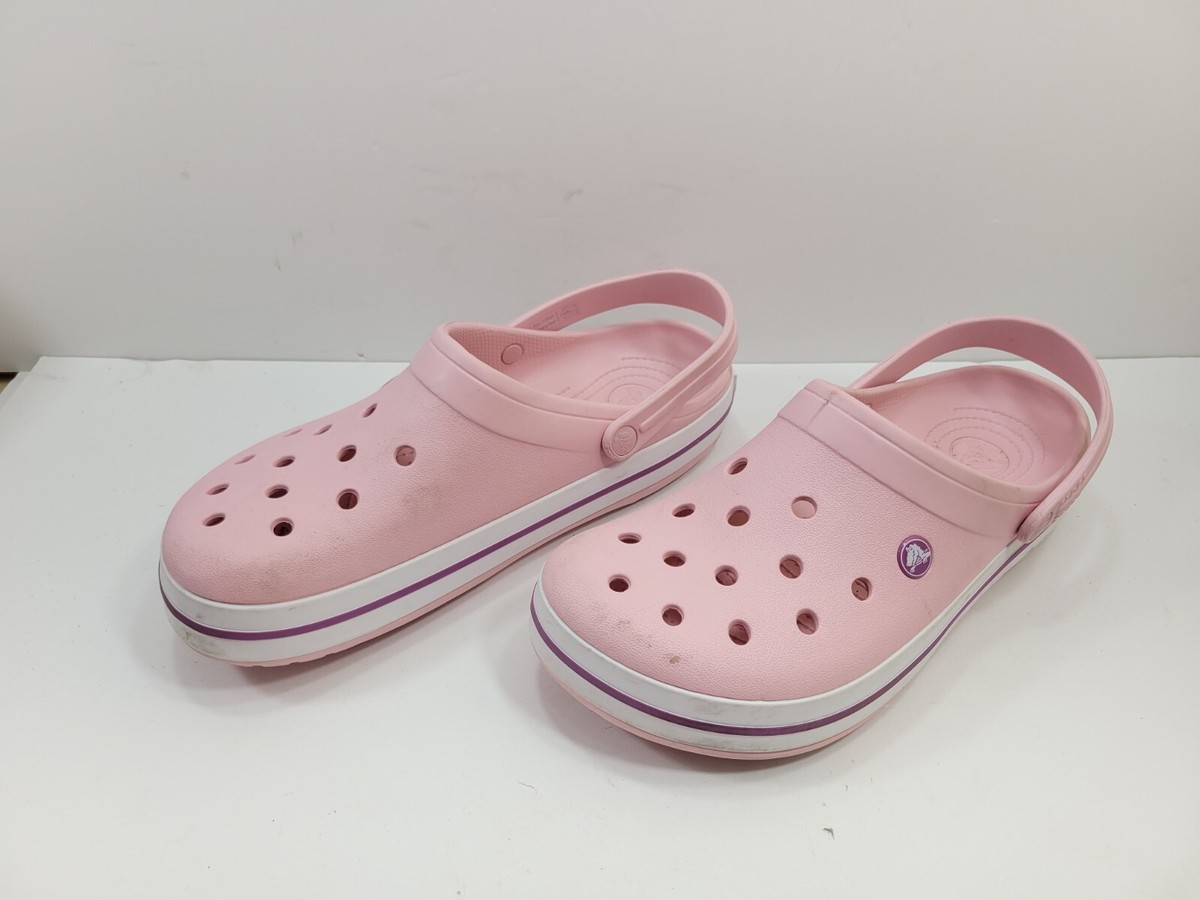 Crocs Crocband Flat Clogs Unisex Kids 11M Pearl Pink Rubber Closed Toe Slip  On