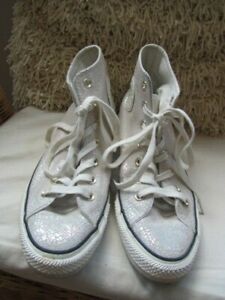 Vgc Converse Rare White Pearl Petrol Effect Cracked Leather Hi Top Trainers 6 39 Ebay