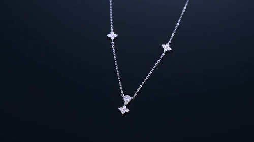 Real Moissanite Bubble Clover Pendant Women Necklace 925 Sterling Silver Choker - Video 1 of 1