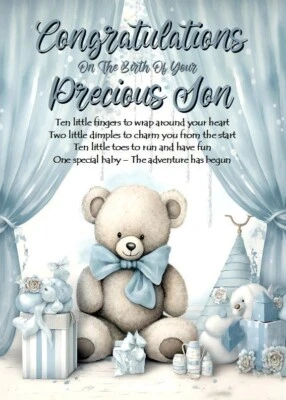 PICKTURE-THIS Congratulations On The Birth Of Your Precious Son A5 Card Baby Boy Birth