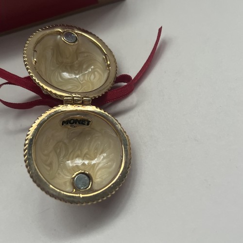 Monet Red & Gold Christmas Ornament With Box. Read Description - Picture 4 of 12