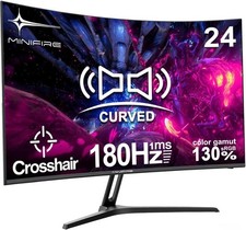 Minifire 24 Inch Curved Gaming Monitor, 180Hz, Built in Speaker, Crosshair 1ms,