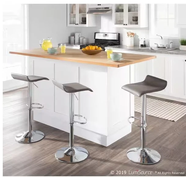 Bar Chair Ale Grey Adjustable Height Bar Stool (Set of 2) - Grey OW002 - Image 2 of 4