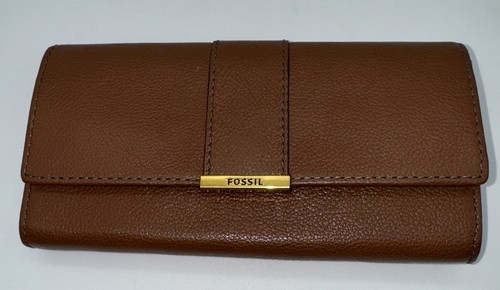 Fossil Brown Leather Farrah FLP Wallet Clutch RFID