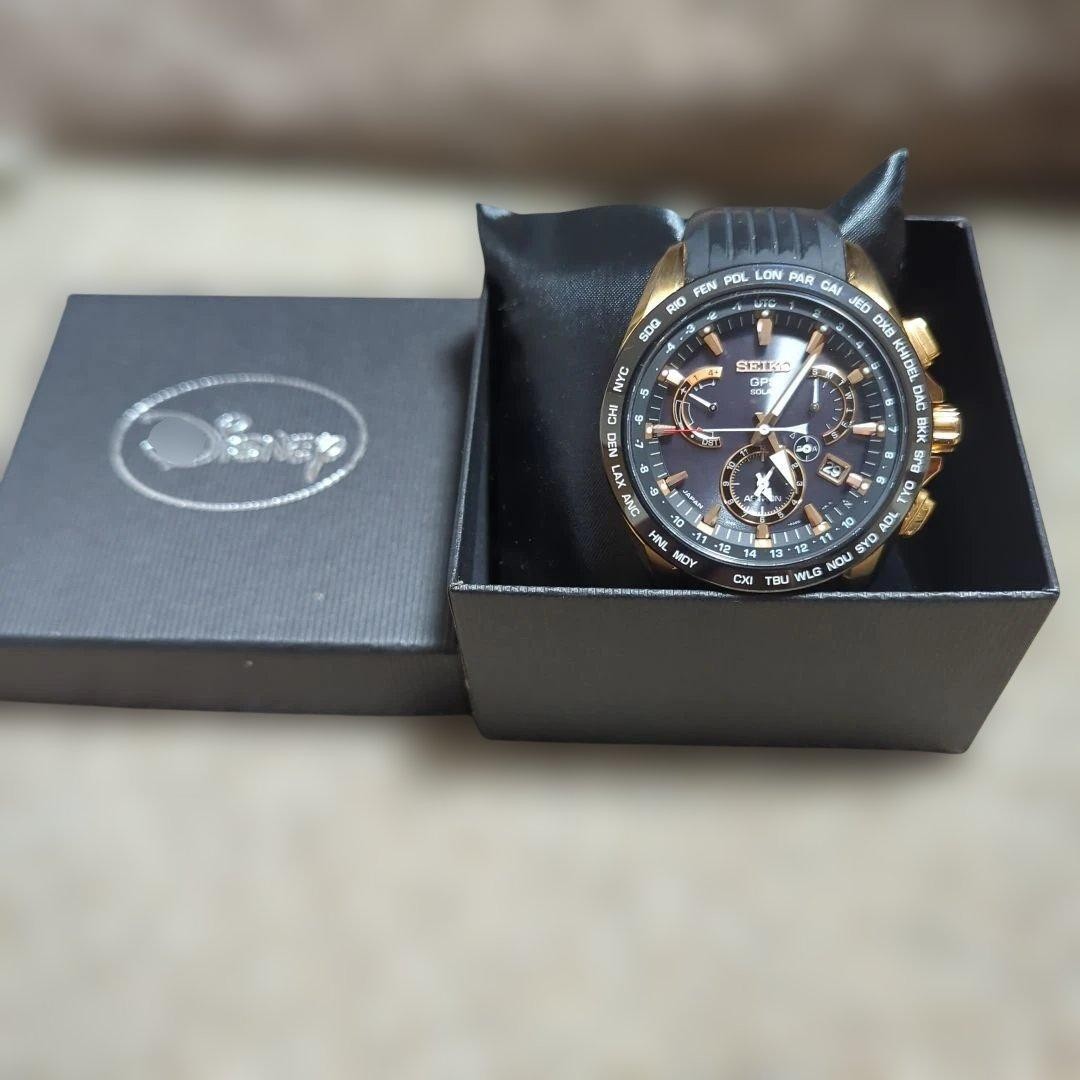 Seiko Astron SBXB055 8X53-0AC0 Rose Gold Black Titanium Rubber GPS