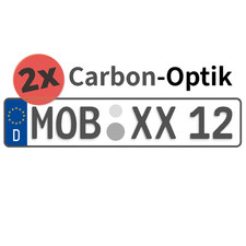 2x Carbon Auto/KFZ Euro Kennzeichen | 520x110...