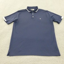 Callaway Golf Polo Shirt Mens Size Large Opti-Dri Navy Blue Striped Short Sleeve