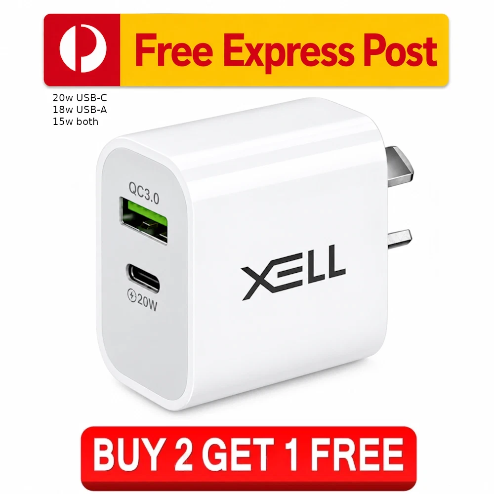 20W USB C + A Dual Fast Wall Charger PD Power Adapter Brick QC Plug Block iPhone