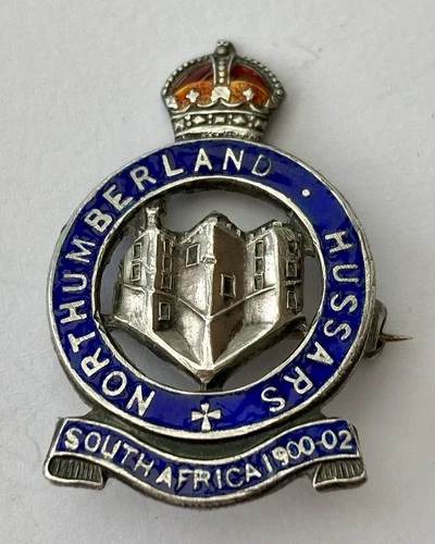 WW1 era Northumberland Hussars Silver Enamel sweetheart Badge brooch 35x23 mm