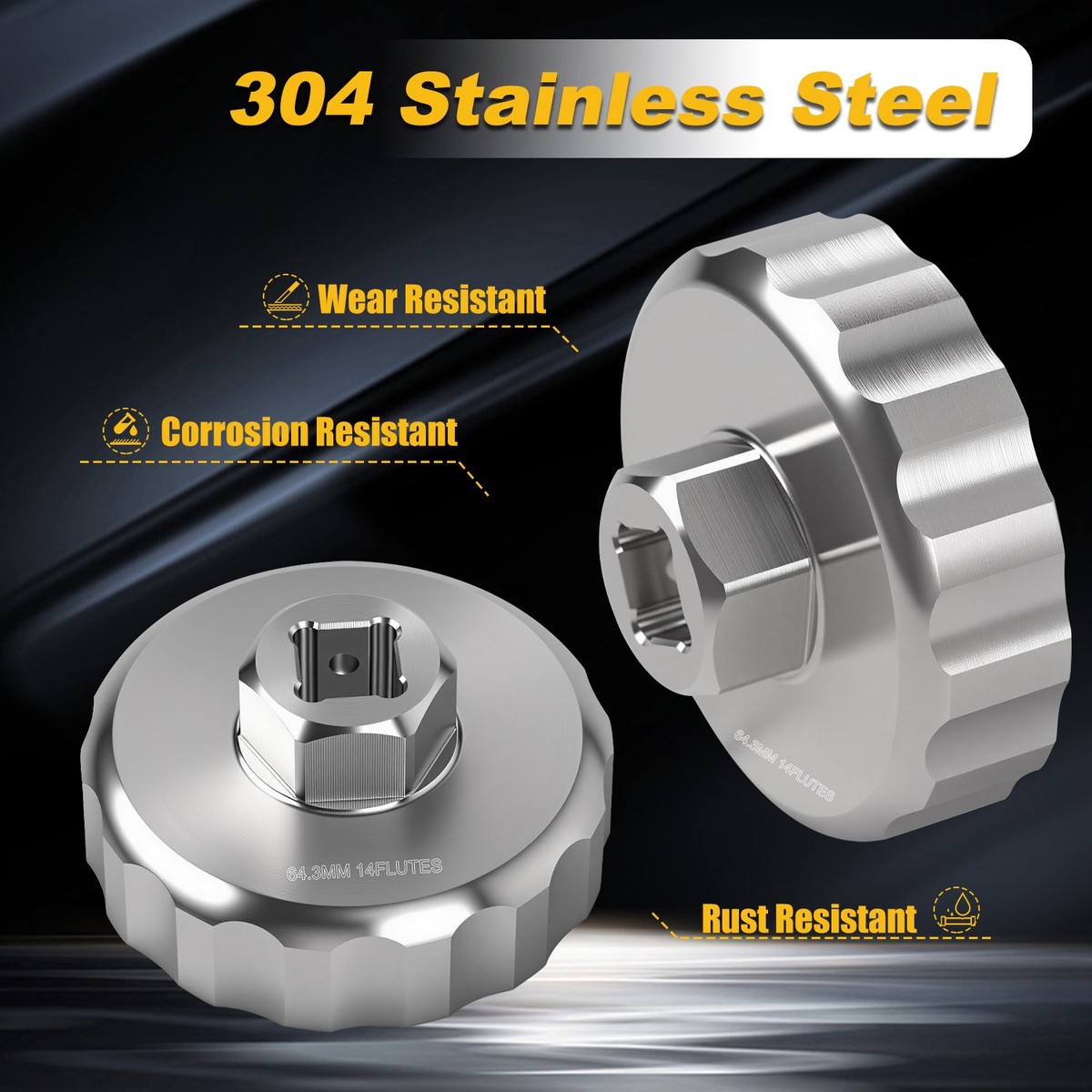 Stainless Steel Oil Filter Cap Wrench for 90915-YZZN1 Toyota Prius