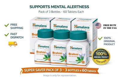 Himalaya Brahmi Tablets 3x 60 | Natural Cognitive & Memory Support | EXP 12-2027