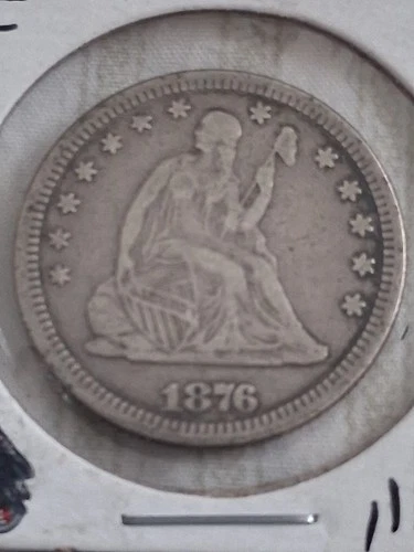 1876 P Silver Seated Liberty Quarter- Philadelphia, VF/XF Details/ Centennial !!