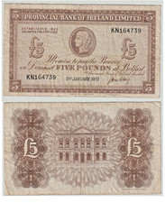*NORTHERN IRELAND* *PROVINCIAL BANK OF IRELAND £5 NOTE* * 1972