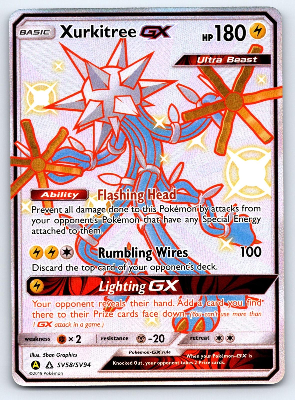 Xurkitree GX SV58/SV94 Shiny GX Rare Hidden Fates Shiny Vault Pokemon Near Mint