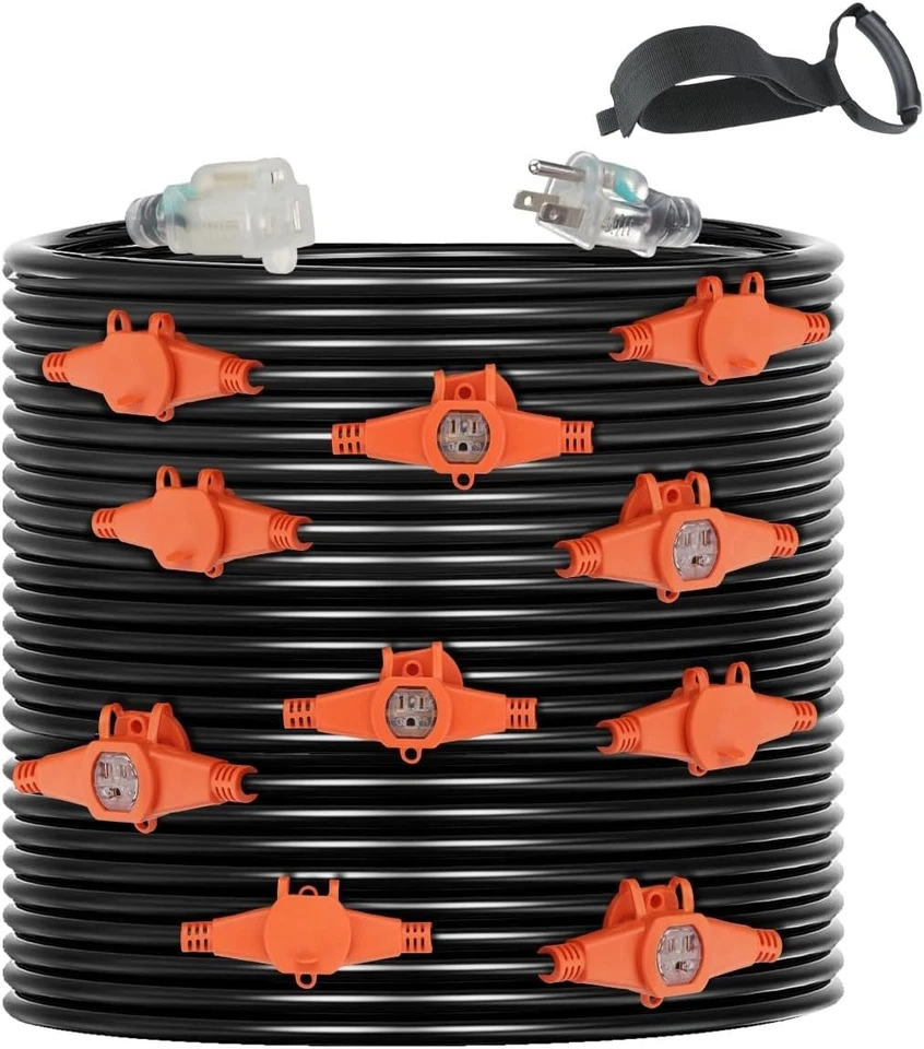 60FT Extension Cord with 11 Outlets Power Strip Heavy Duty 15A Indoor Outdoor - Image 3 of 4