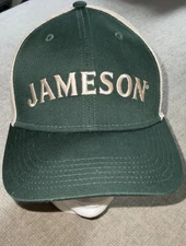 Jameson Irish Whiskey Trucker Hat Snapback Wht Mesh Back Green Baseball Cap