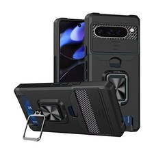 Pixel 10/10 Pro - Card Magnetic Ring Stand Hybrid Camera Case - Black