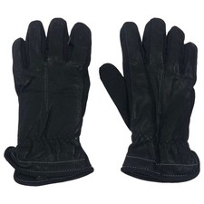 Womens Black Leather Gloves Fleece Lined Medium