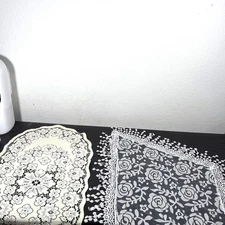 Vintage Lace Table Runner Doily Set Floral Oval Rectangular Accent