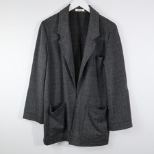 Madewell Grey Gravel Glen Plaid Oversized Open Knit Blazer Sz M Business Casual