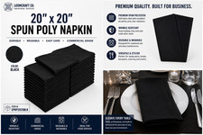 20x20 Black Spun Poly Napkin Commercial Restaurant Wedding Cloth Napkin